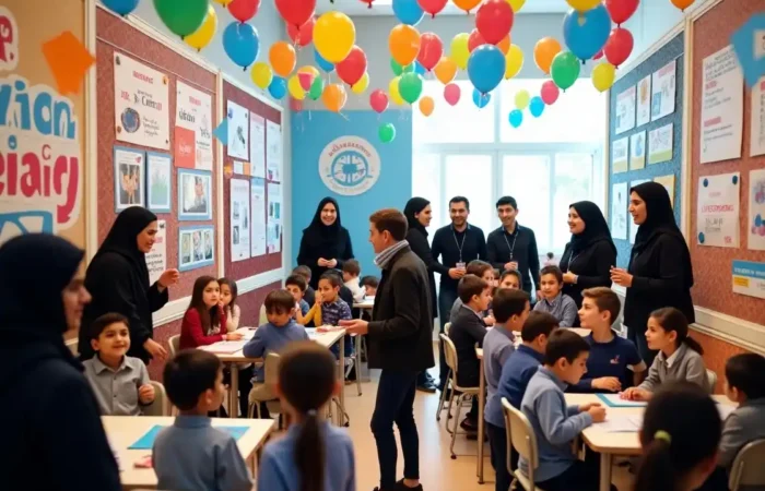 Decorating exhibition booths in Iranian schools