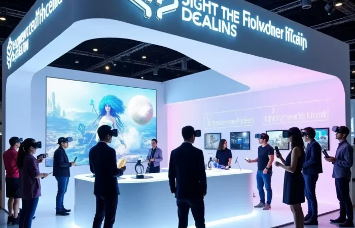 استفاده از فناوری در غرفه تتریس 45 exhibition booth showcasing the latest a 2