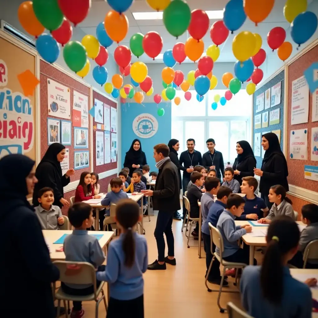 Decorating exhibition booths in Iranian schools